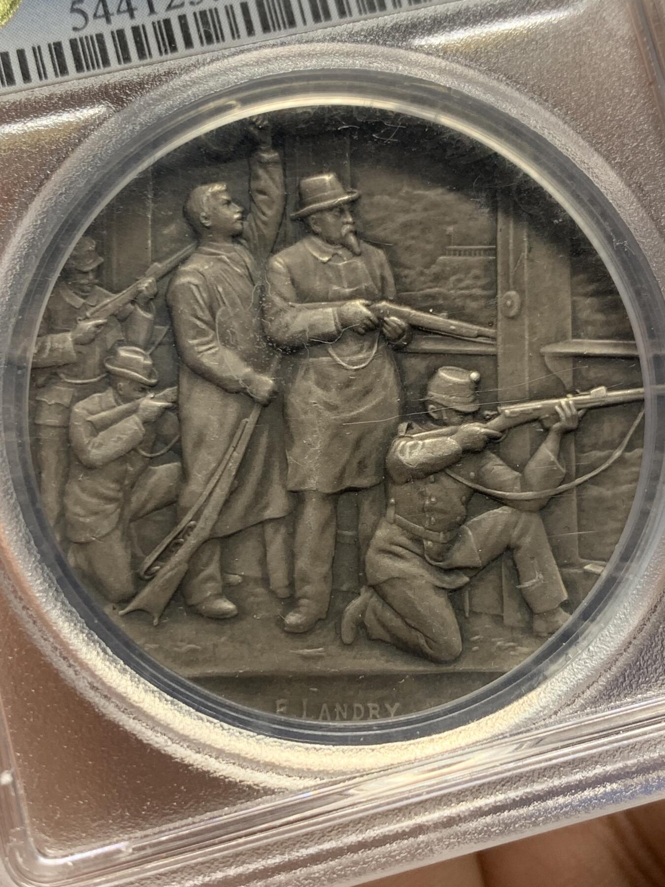 《竞宝斋》第442场 周日，周一，2场连拍 （全场包邮） PCGS SP64 瑞士1898年纳沙泰尔射击节银章 加厚盒