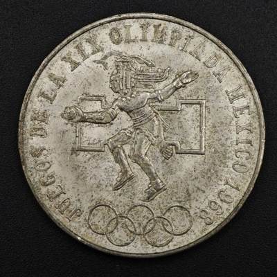 【淘币小摊】实时拍第八百零八拍   银币套币场   满百包邮可预留二周 每周一统一发货   - 墨西哥1968年25比索奥运会纪念银币重22.5克720银 银价185