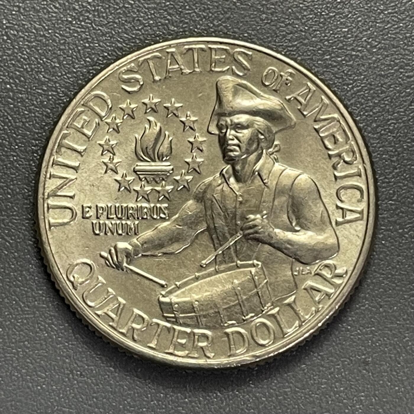 回流1123 美国1976年美国独立200周年25美分纪念币 民兵鼓手