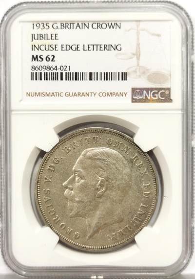 博洋堂世界钱币拍卖第149期（全场包邮） - NGC MS62 英国1935年乔治五世克朗木马剑 灰色包浆