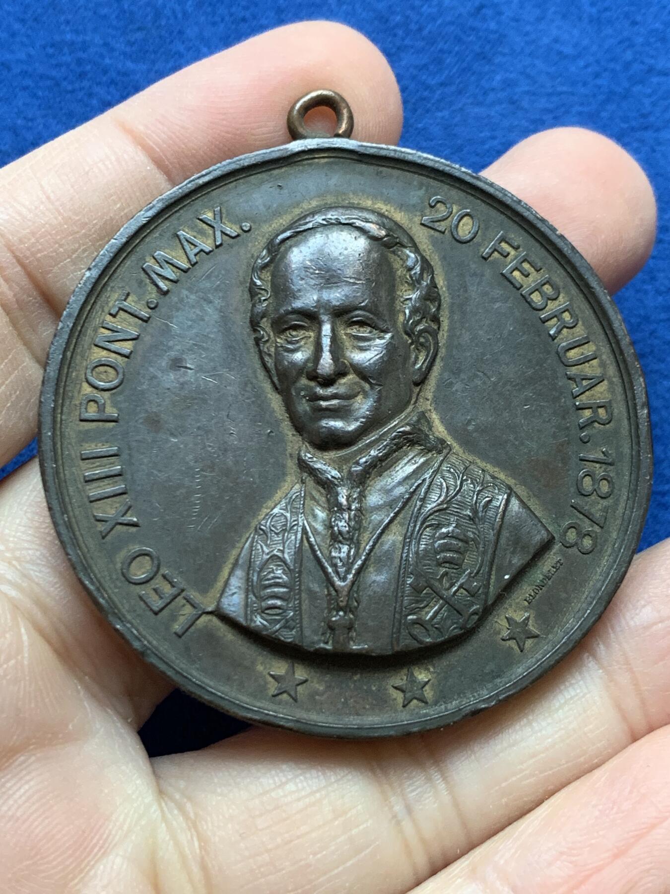 《竞宝斋》第442场 周日，周一，2场连拍 （全场包邮） 教皇庇护九世铜章 60克 50.2mm