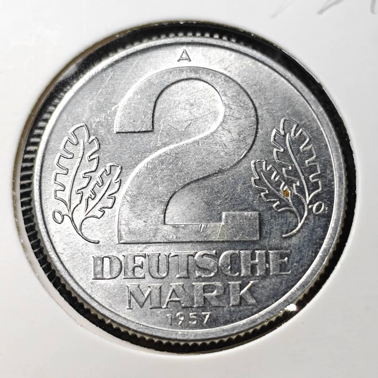 KK钱币收藏小铺 （套币 好品/批量散币 银币）专场  2月预留时间 周末发货  1957东德2马克 好品 早年份