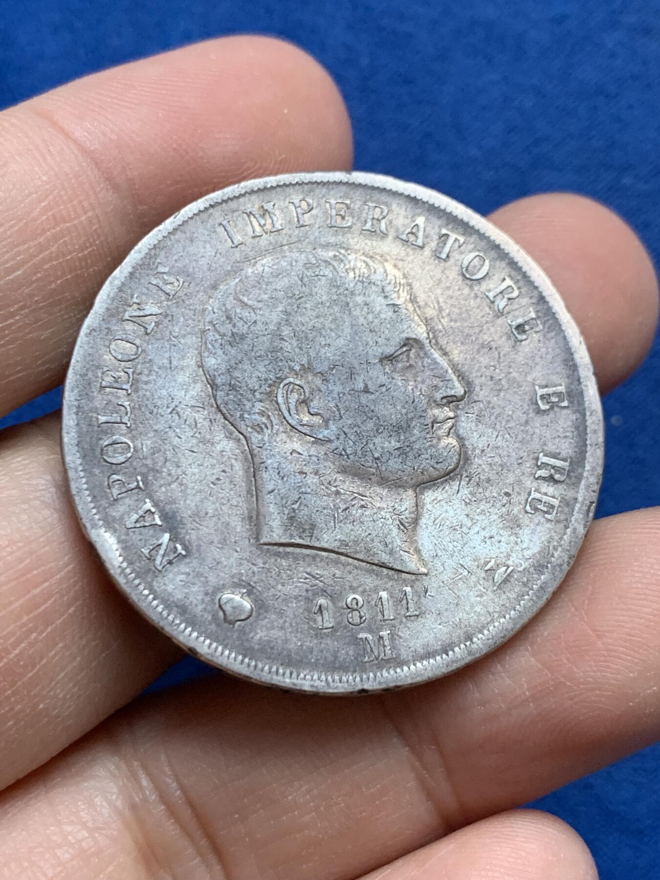 《竞宝斋》第442场 周日，周一，2场连拍 （全场包邮） 六枚一组 1811年法占意大利5里拉，2里拉一组，10分银币，5分银币，1索尔铜币，10分铜币一组，稀少。