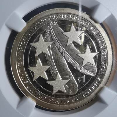 沼泽如烟--第913场 - Military Service美国2021年羽毛一元精制币69分