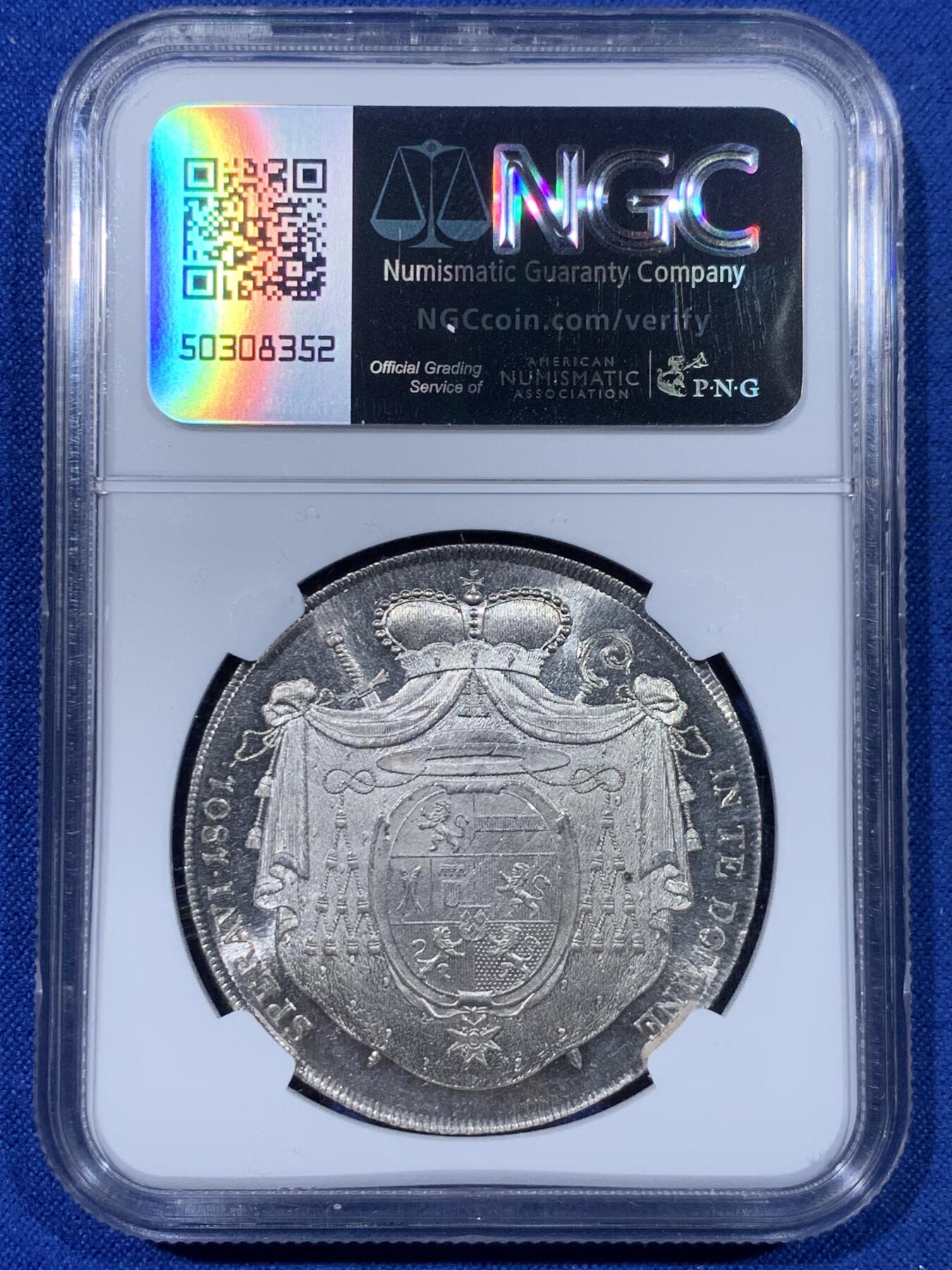 《竞宝斋》第442场 周日，周一，2场连拍 （全场包邮） NGC MS62 奥地利GURK 1801年 1泰勒银币 较少见单年品种 白净光度好