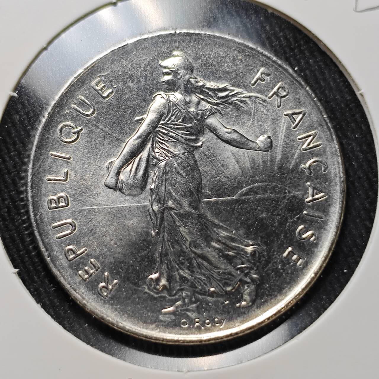 KK钱币收藏小铺 （套币 好品/批量散币 银币）专场  2月预留时间 周末发货  1990法国播种女神5法郎