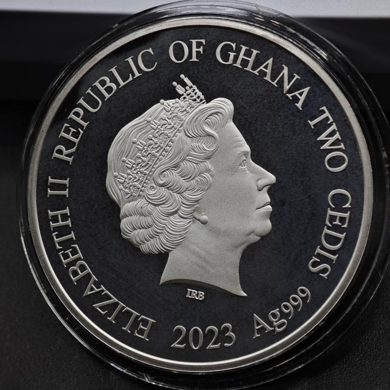 【淘币小摊】实时拍第八百零八拍   银币套币场   满百包邮可预留二周 每周一统一发货   2023年加纳2塞地镶水晶精制银币 农历系列-兔年 1/2盎司999银 发行量：1千 盒证全（非原盒）