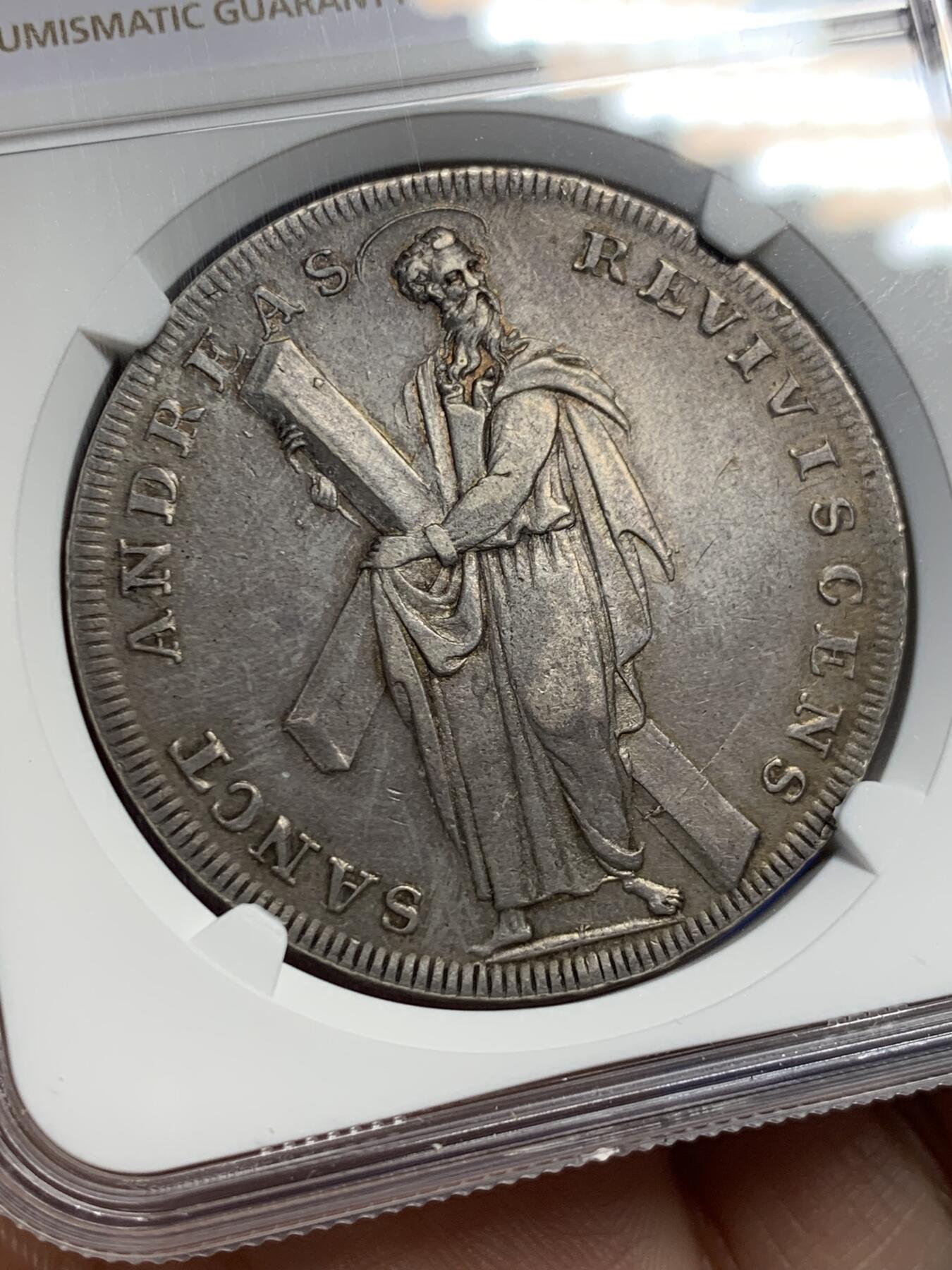 《竞宝斋》第442场 周日，周一，2场连拍 （全场包邮） NGC AU55 德国 1703年 布伦瑞克吕内堡 泰勒大银币 自然原味 这个时期的能有此状态 极好