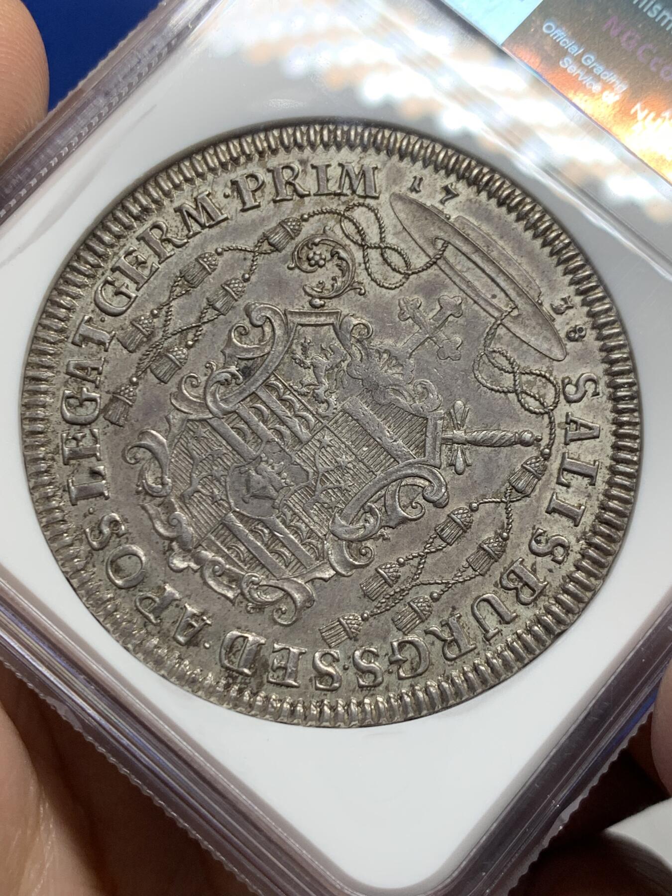 《竞宝斋》第442场 周日，周一，2场连拍 （全场包邮） 冠军分 NGC MS62 神圣罗马帝国 1738年 萨尔茨堡 菲尔米安亲王大主教 泰勒大银币 稀有品种