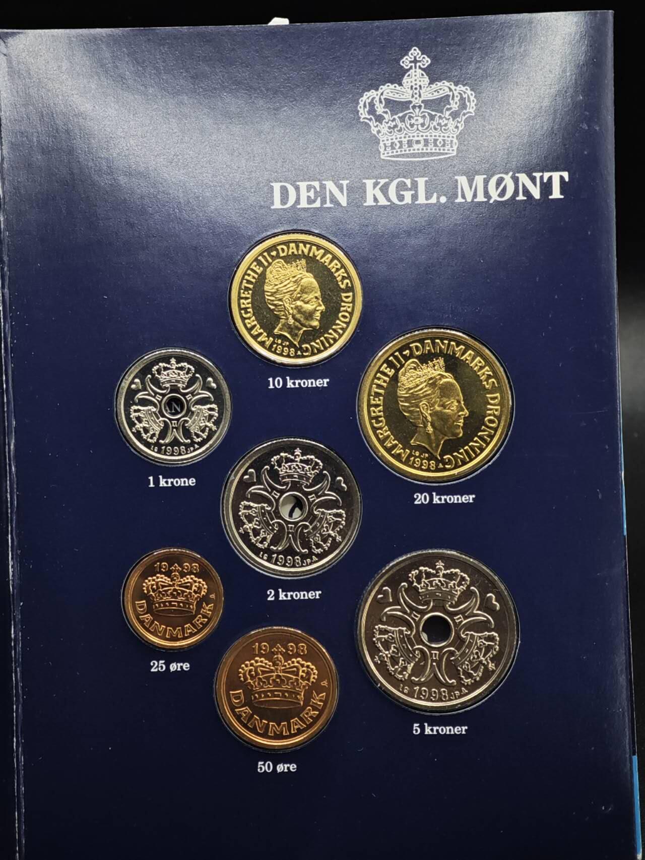 【淘币小摊】实时拍第八百零八拍   银币套币场   满百包邮可预留二周 每周一统一发货   丹麦1998年套币