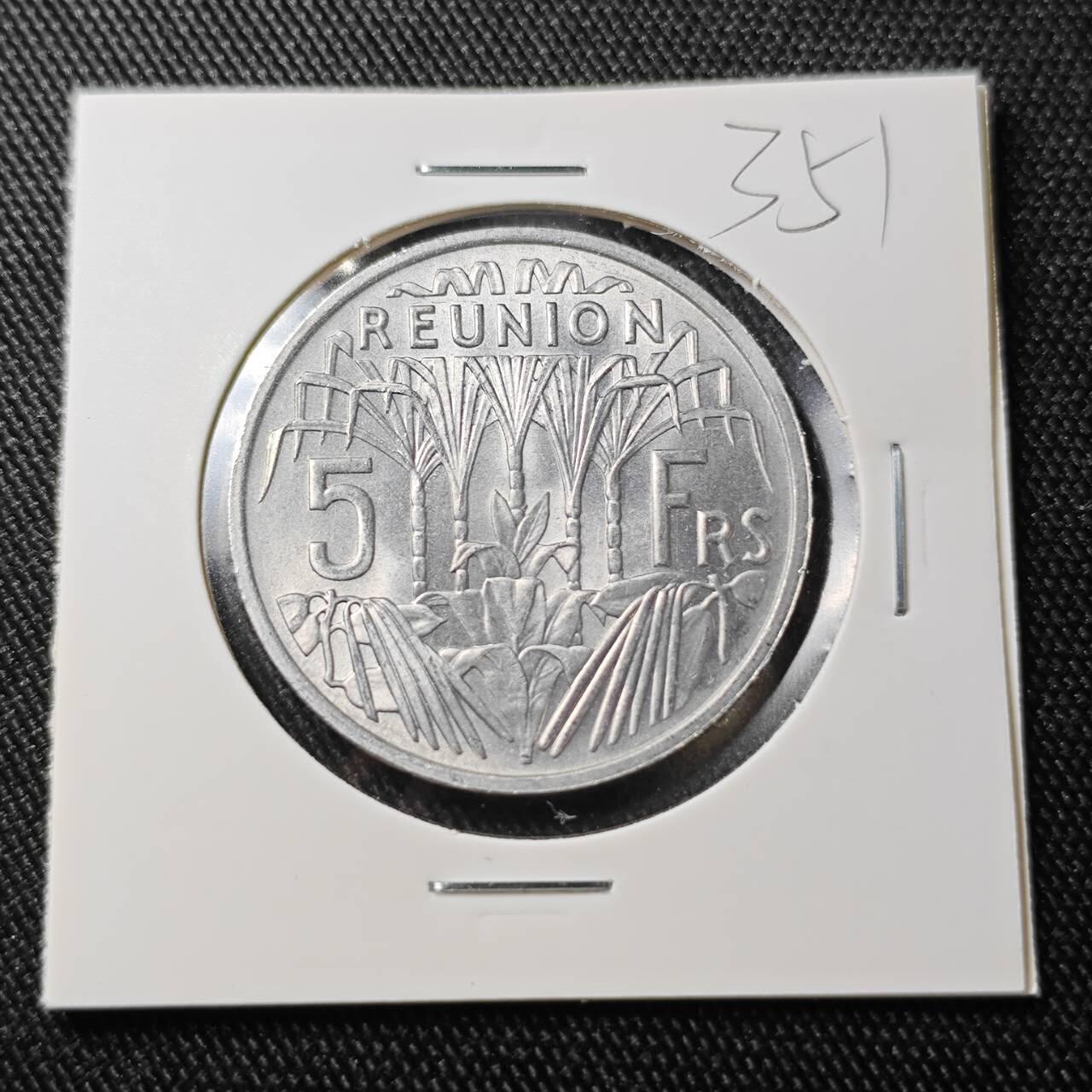 KK钱币收藏小铺 （套币 好品/批量散币 银币）专场  2月预留时间 周末发货  1955法属留尼旺5法郎 好品