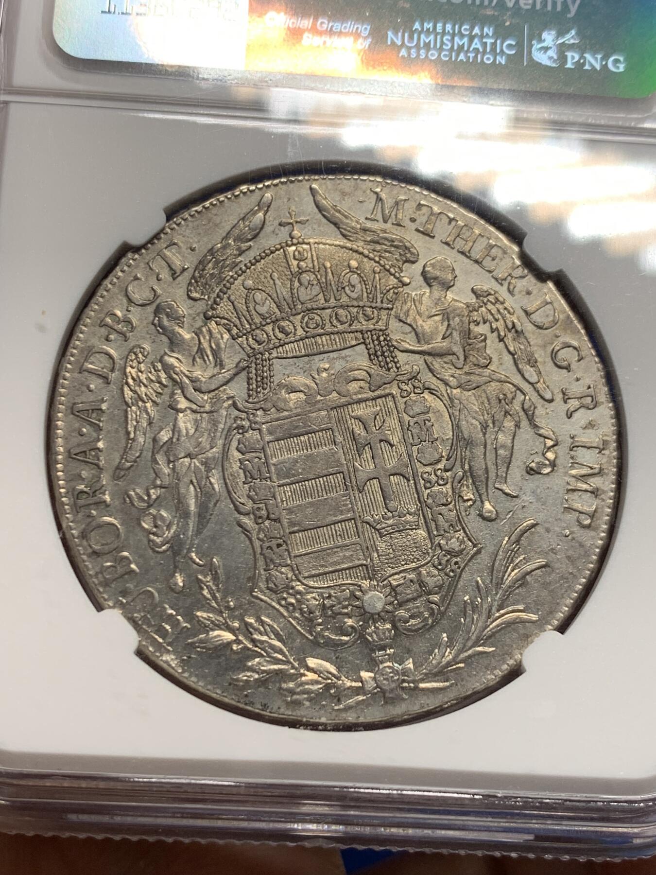 《竞宝斋》第442场 周日，周一，2场连拍 （全场包邮） NGC AUD 匈牙利1780年圣母抱婴泰勒 双天使银币