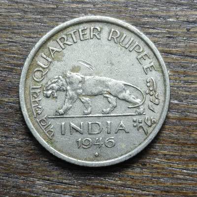 【铜匠收藏】★第132场★散币场，无佣金，30包邮。不满30元，支付5元运费。《接受代拍 代送NGC评级》 - 英属印度 1946年 1/4卢比 铜镍币