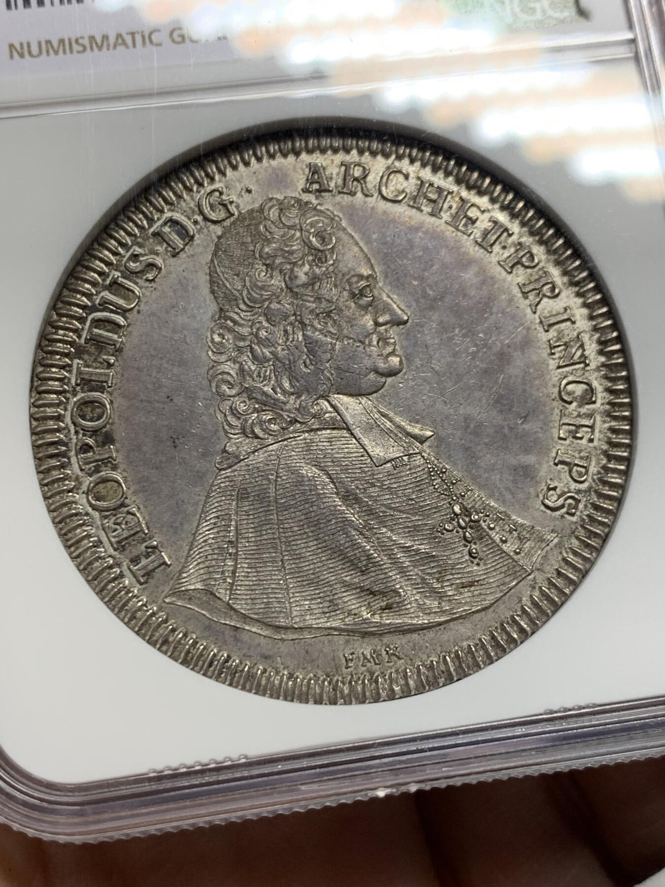 《竞宝斋》第442场 周日，周一，2场连拍 （全场包邮） 冠军分 NGC MS62 神圣罗马帝国 1738年 萨尔茨堡 菲尔米安亲王大主教 泰勒大银币 稀有品种