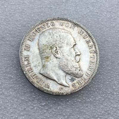 世界钱币专场拍卖 每周二开拍 - 1909年德国符腾堡威廉二世3马克流通银币