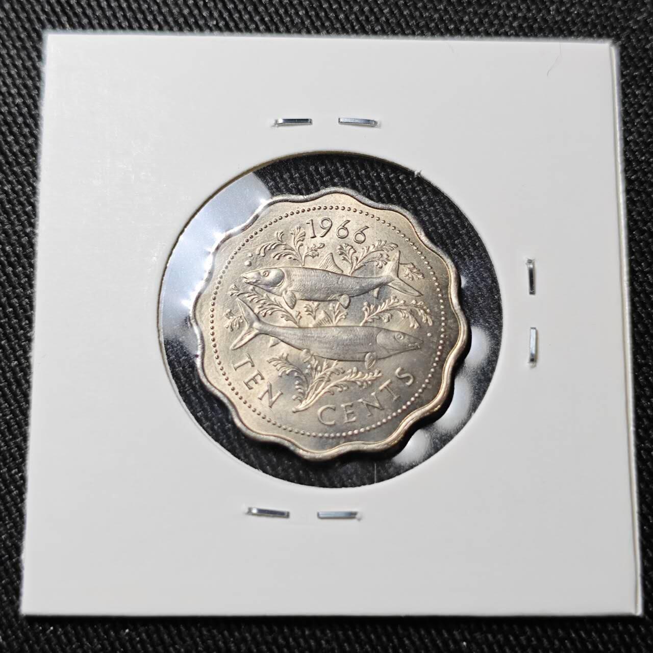 KK钱币收藏小铺 （套币 好品/批量散币 银币）专场  2月预留时间 周末发货  1966巴哈马10分 好品