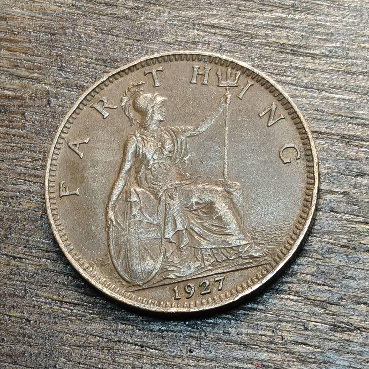 【铜匠收藏】★第133场★散币场，无佣金，30包邮。不满30元，支付5元运费。《接受代拍 代送NGC评级》 英国 1927年 1法新 小铜币 乔治五世