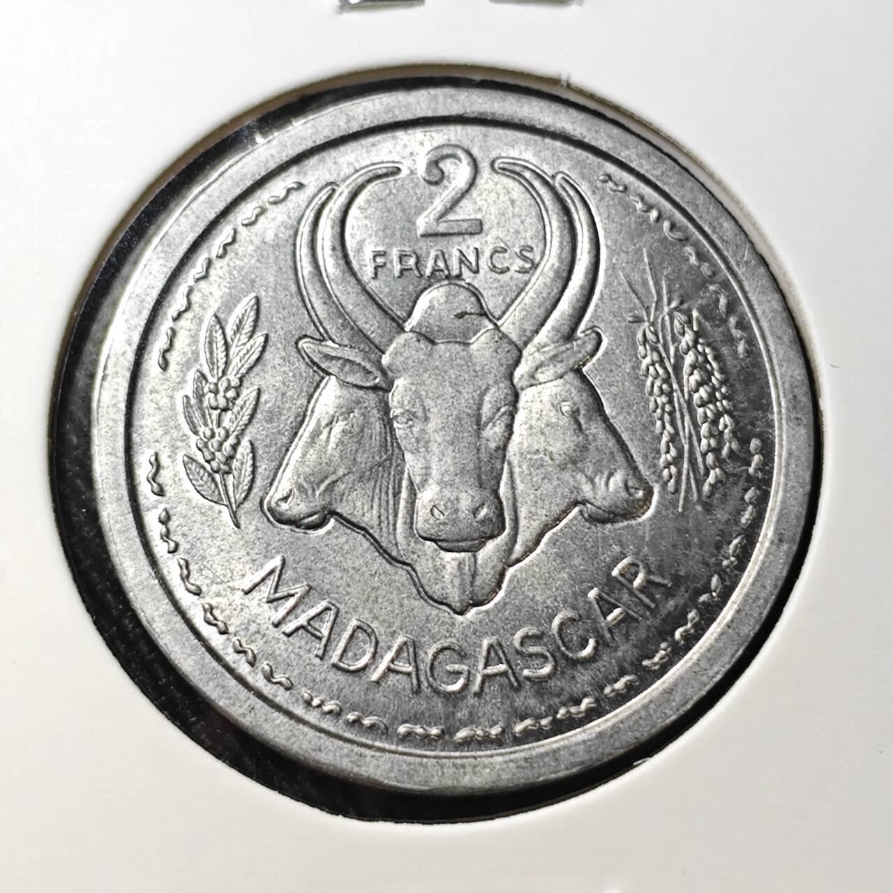 KK钱币收藏小铺 （套币 好品/批量散币 银币）专场  2月预留时间 周末发货  1948法属马达加斯加2法郎 