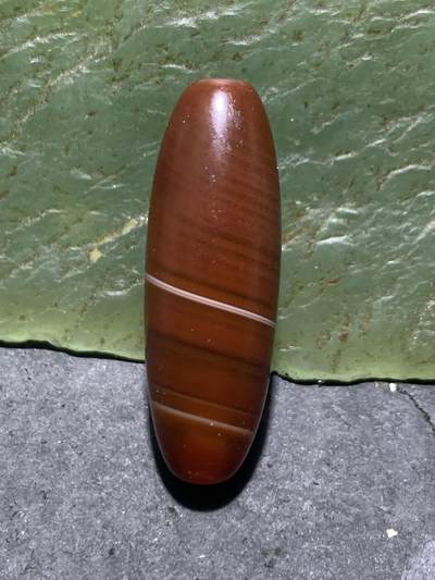 精美亚光高玉化红白双色千层纹缠丝玛瑙桶珠一颗 - 精美亚光高玉化红白双色千层纹缠丝玛瑙桶珠一颗