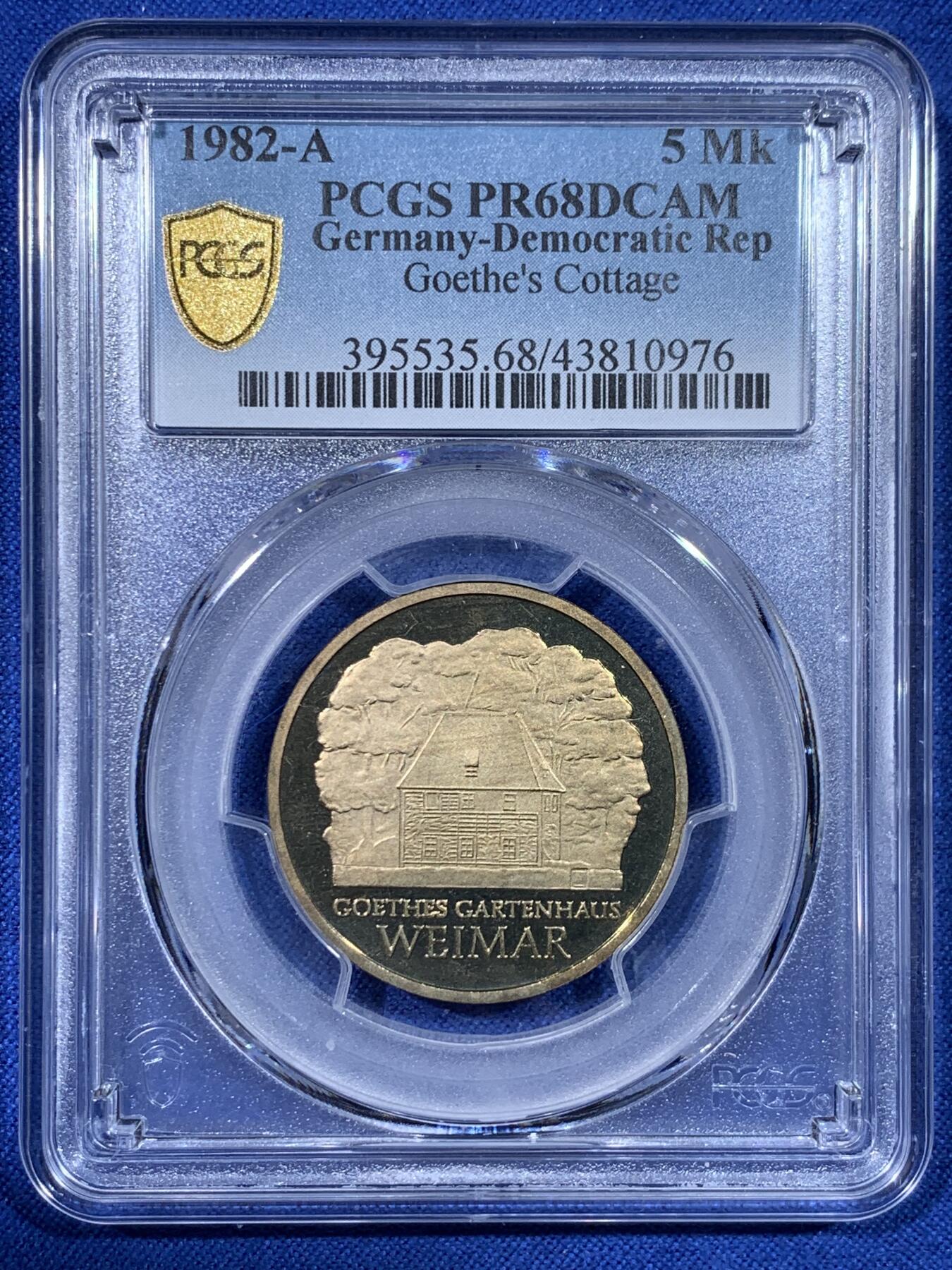 《竞宝斋》第442场 周日，周一，2场连拍 （全场包邮） PCGS PR68DCAM 德国1982A约翰·沃尔夫冈·冯·歌德逝世150周年5马克