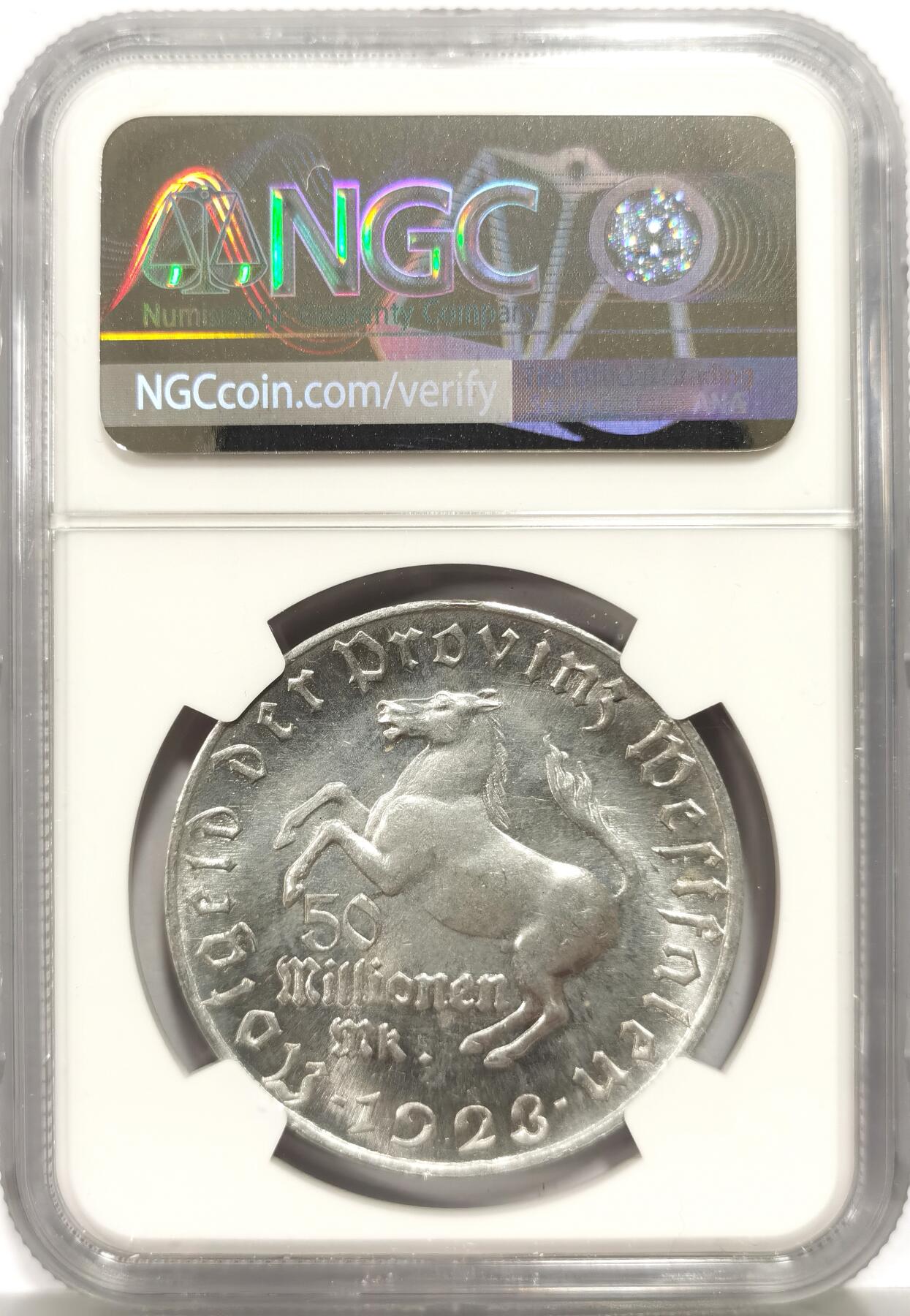 博洋堂世界钱币拍卖第149期（全场包邮） NGC MS63 德国德紧威斯特伐利亚1923年5000万马克马币