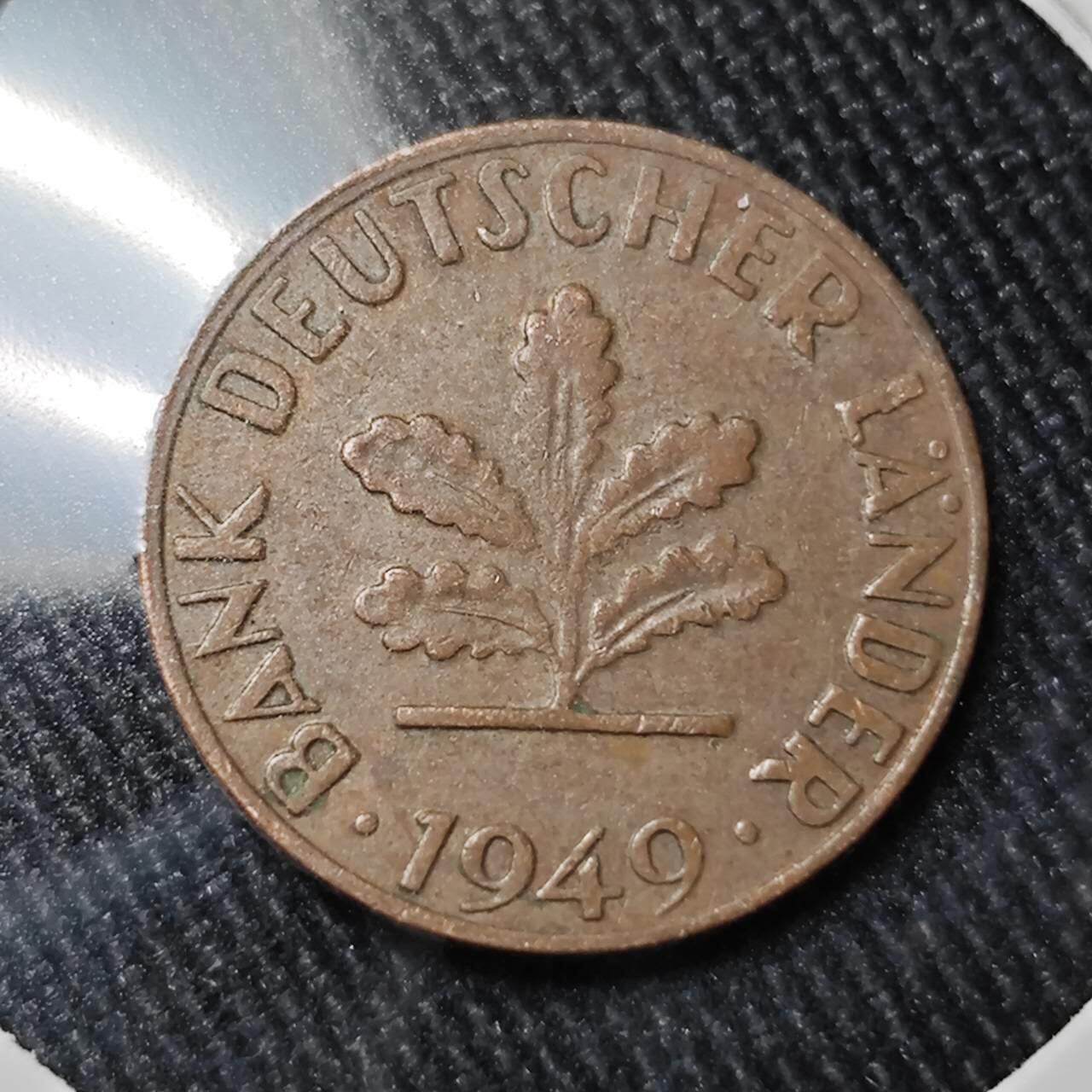 KK钱币收藏小铺 （套币 好品/批量散币 银币）专场  2月预留时间 周末发货  1949西德1芬尼 银行版最少见面值