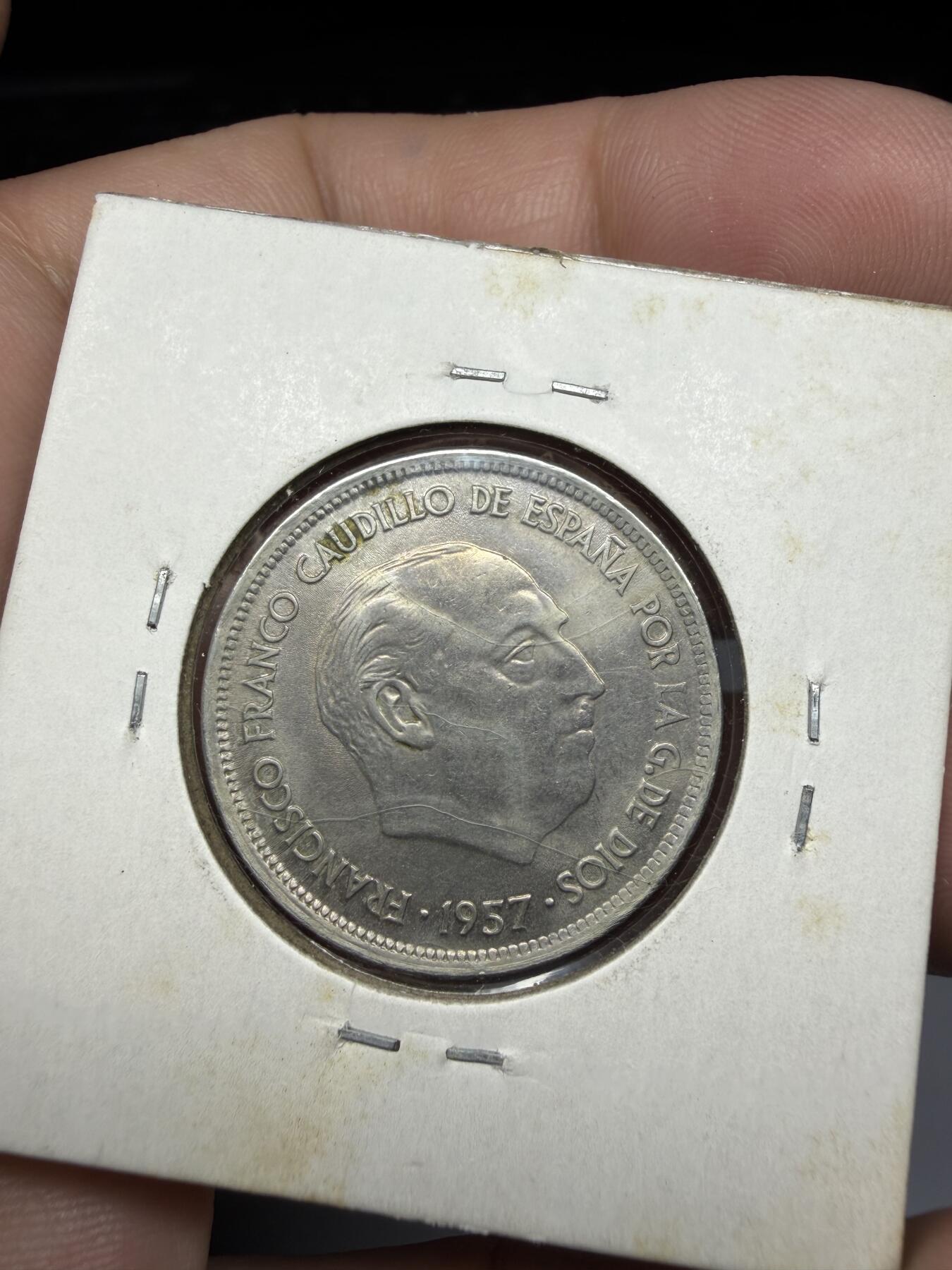 2025年集古藏今外币拍卖第十期-第9场—（总第289拍），可以寄存60天，满160元包邮。 1957年西班牙25比塞塔