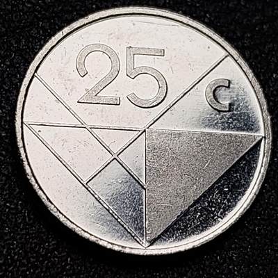 泉币菌-第138场-精品福利场（之前场次29日、30日发货，敬请谅解） - 美洲 阿鲁巴25分硬币 1986年版镍钢 20mm
