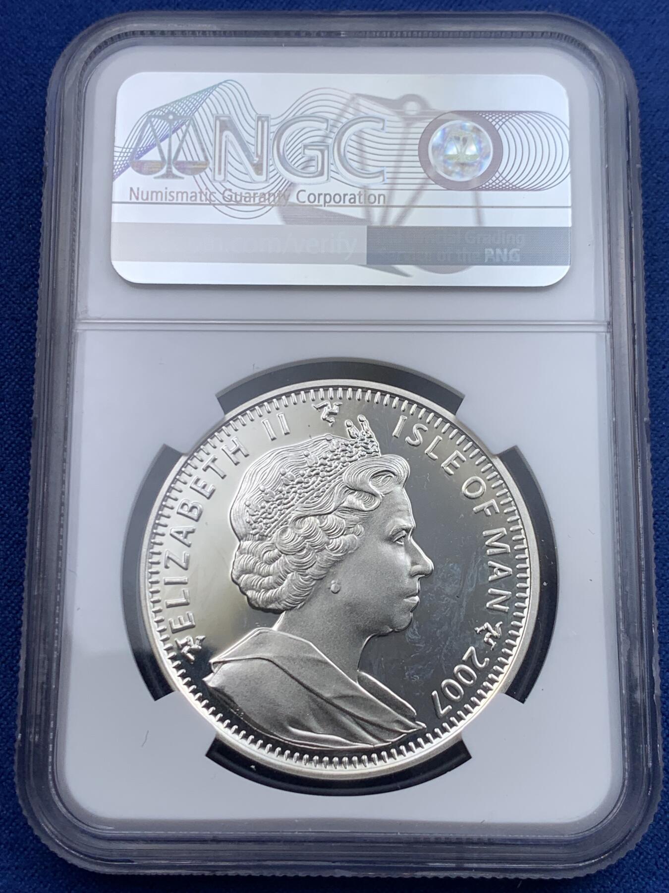 《竞宝斋》第442场 周日，周一，2场连拍 （全场包邮） NGC PF66UC 英属马恩岛 2007年 1克朗 彩色彼得兔 精制银币 少见稀缺品种的彼得兔系列小岛币，彩色版本评分都不会太高