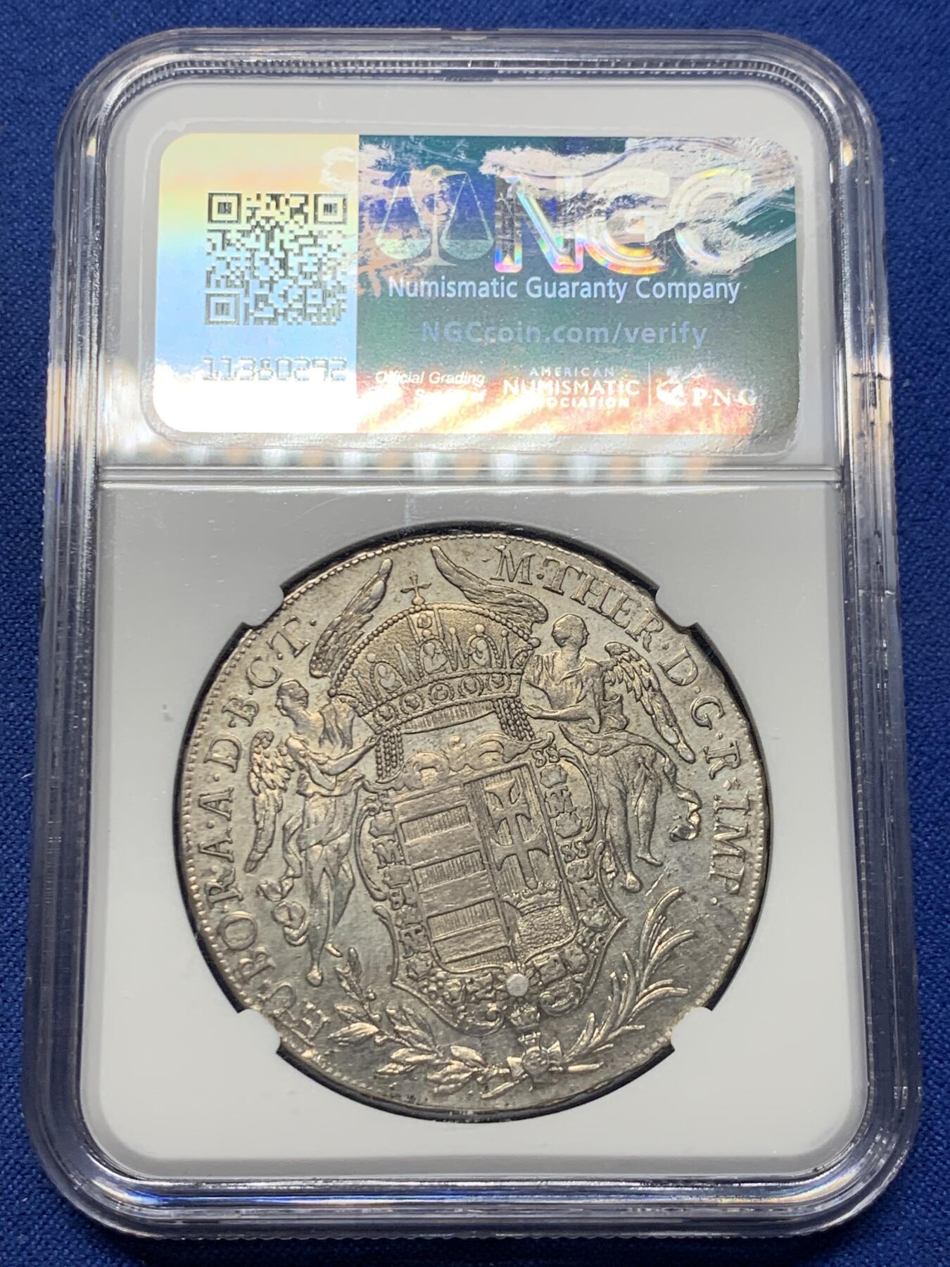 《竞宝斋》第442场 周日，周一，2场连拍 （全场包邮） NGC AUD 匈牙利1780年圣母抱婴泰勒 双天使银币