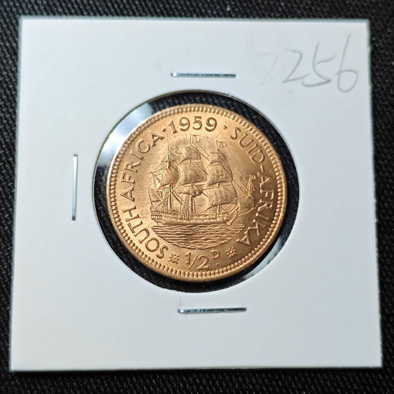 KK钱币收藏小铺 （套币 好品/批量散币 银币）专场  2月预留时间 周末发货  1959英属南非1/2便士铜币 好品