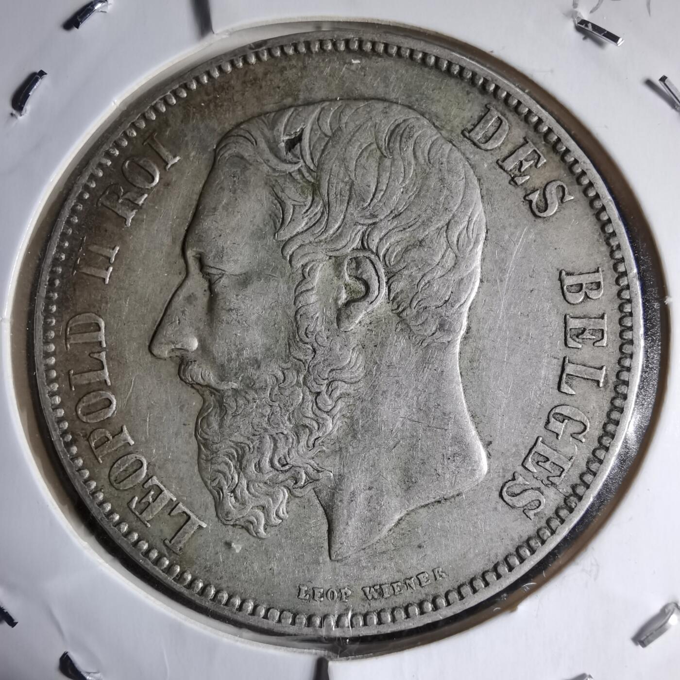 沼泽如烟--第913场 比利时1873年5法郎银币