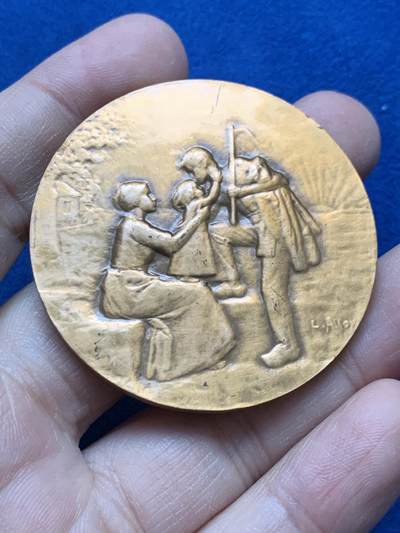 《竞宝斋》第442场 周日，周一，2场连拍 （全场包邮） - 名家名作 《田园》铜章 带盒 56.8克 49.6mm 丰饶角铜标