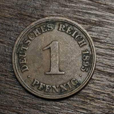 【铜匠收藏】★第133场★散币场，无佣金，30包邮。不满30元，支付5元运费。《接受代拍 代送NGC评级》 - 德国 1895年 1芬尼 D厂德意志 第二帝国长翅鹰 铜币