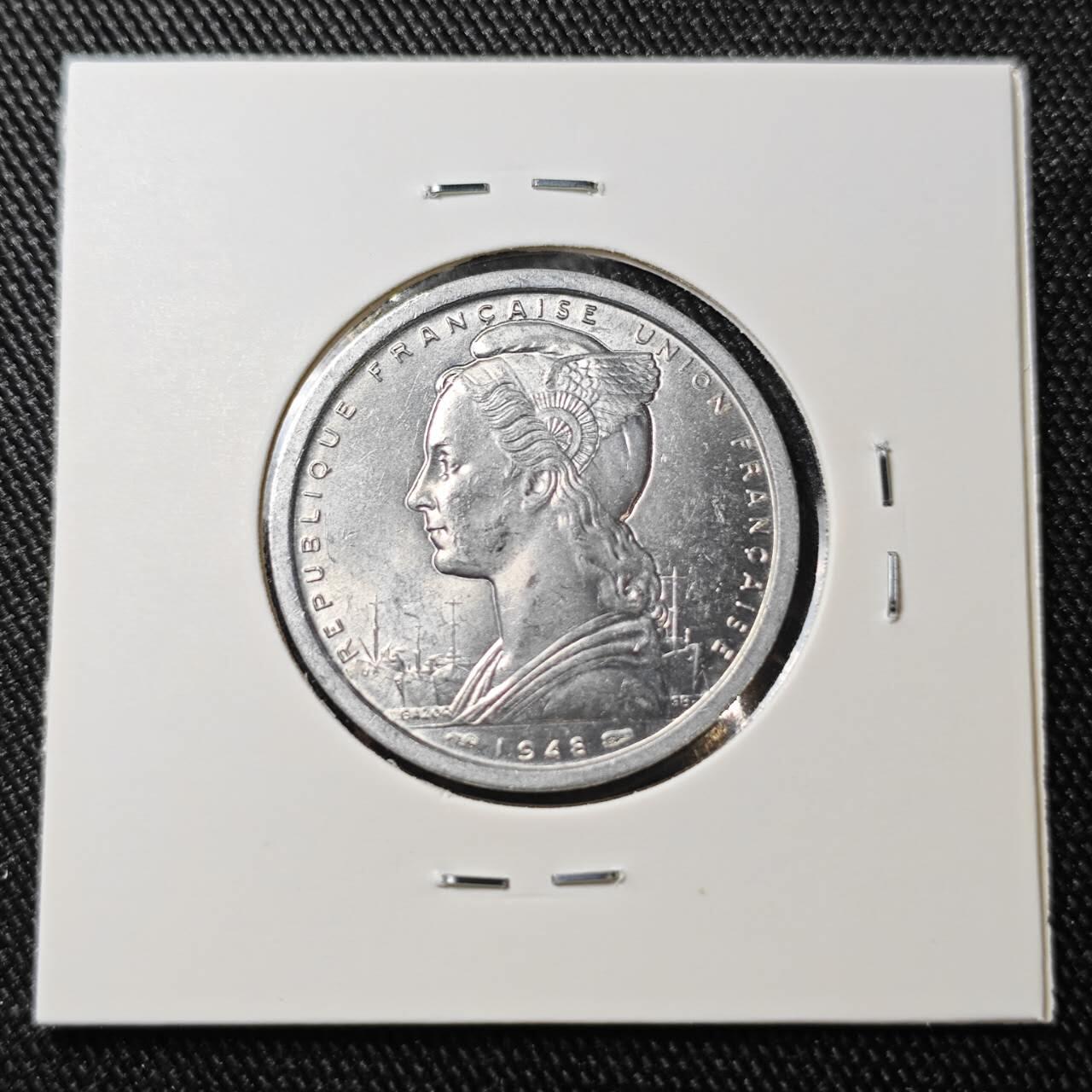 KK钱币收藏小铺 （套币 好品/批量散币 银币）专场  2月预留时间 周末发货  1948法属留尼旺2法郎