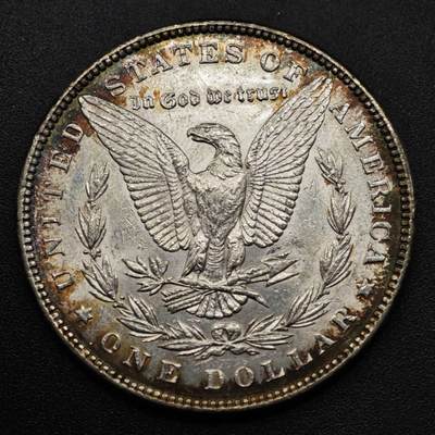 【淘币小摊】实时拍第八百零八拍   银币套币场   满百包邮可预留二周 每周一统一发货   - 美国1886年摩根银币双面环彩包浆