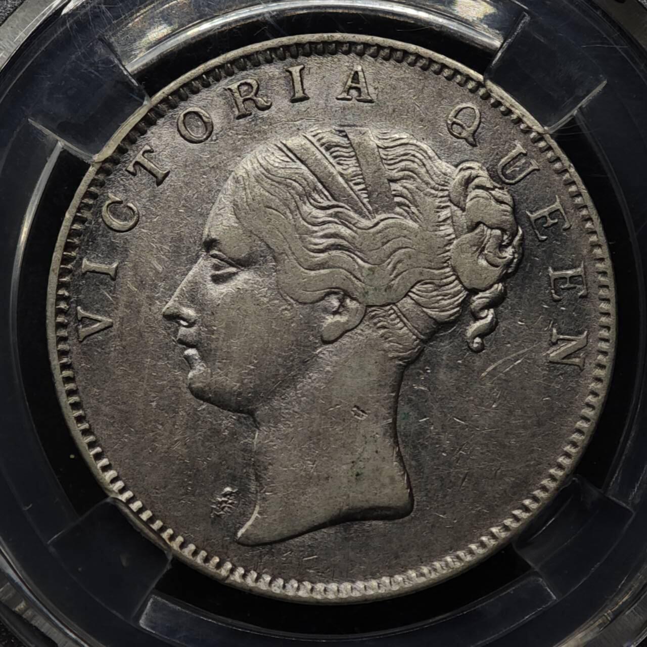 【淘币小摊】实时拍第八百零八拍   银币套币场   满百包邮可预留二周 每周一统一发货   印度1840年维多利亚单辫一卢比银币