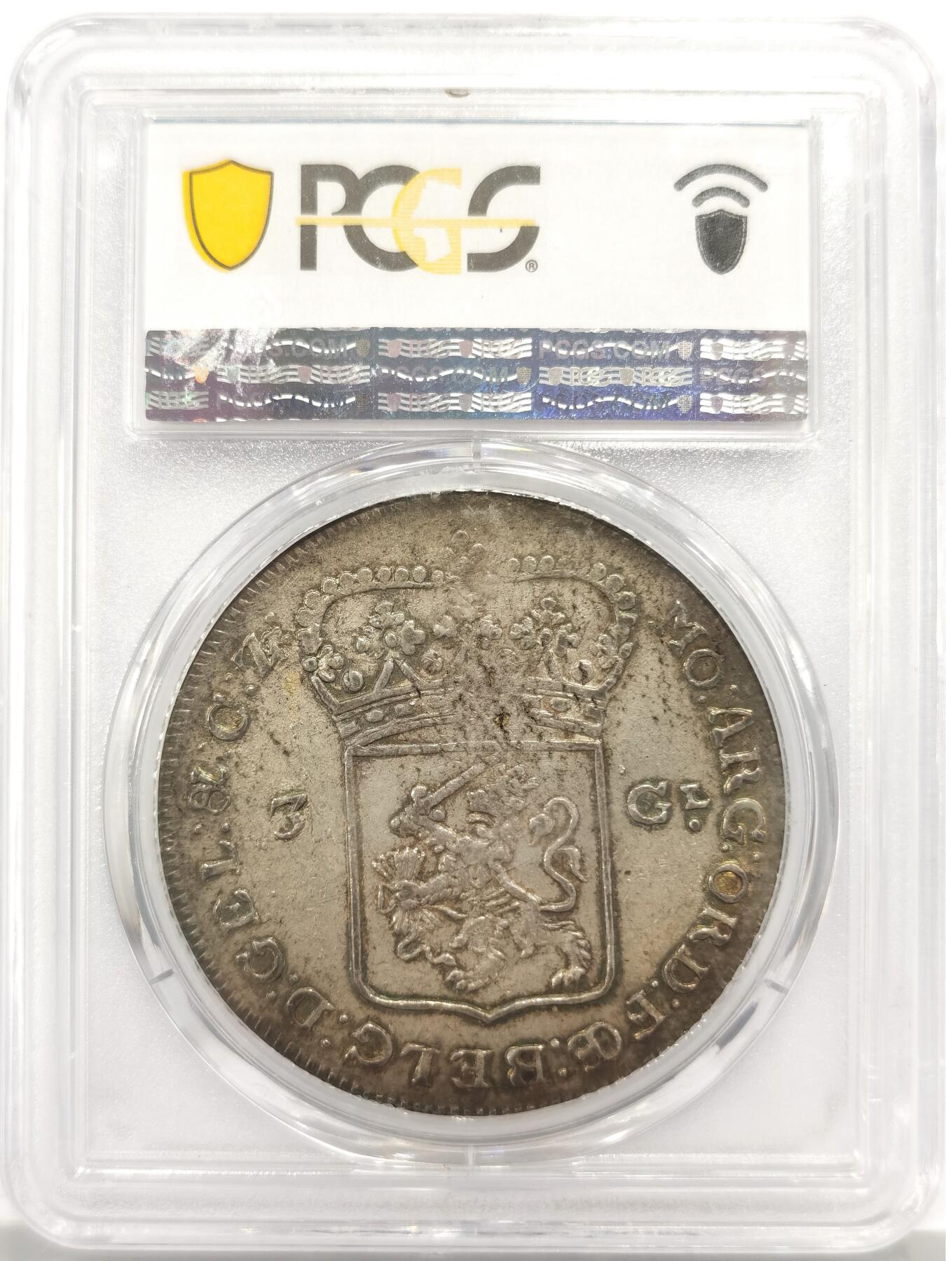 博洋堂世界钱币拍卖第149期（全场包邮） PCGS XF45 荷兰格尔德兰省1786年站人3盾大银币，名家旧藏，仅有3枚更高分