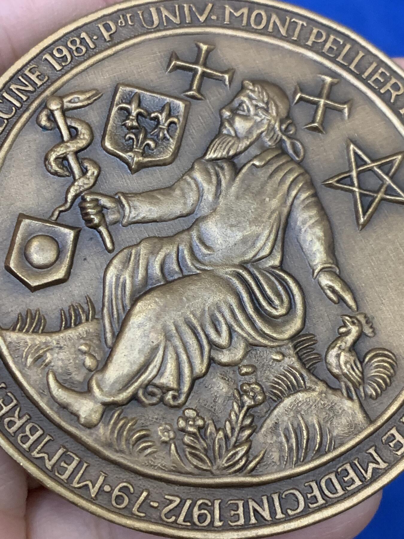 《竞宝斋》第442场 周日，周一，2场连拍 （全场包邮） 法国著名医药学家大铜章 直径70mm 重量167.4g 