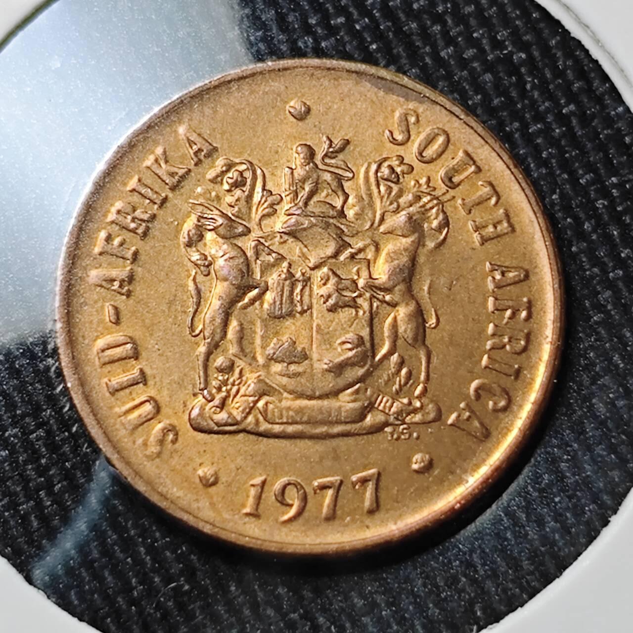 KK钱币收藏小铺 （套币 好品/批量散币 银币）专场  2月预留时间 周末发货  1977南非1分铜币 好品 鸟