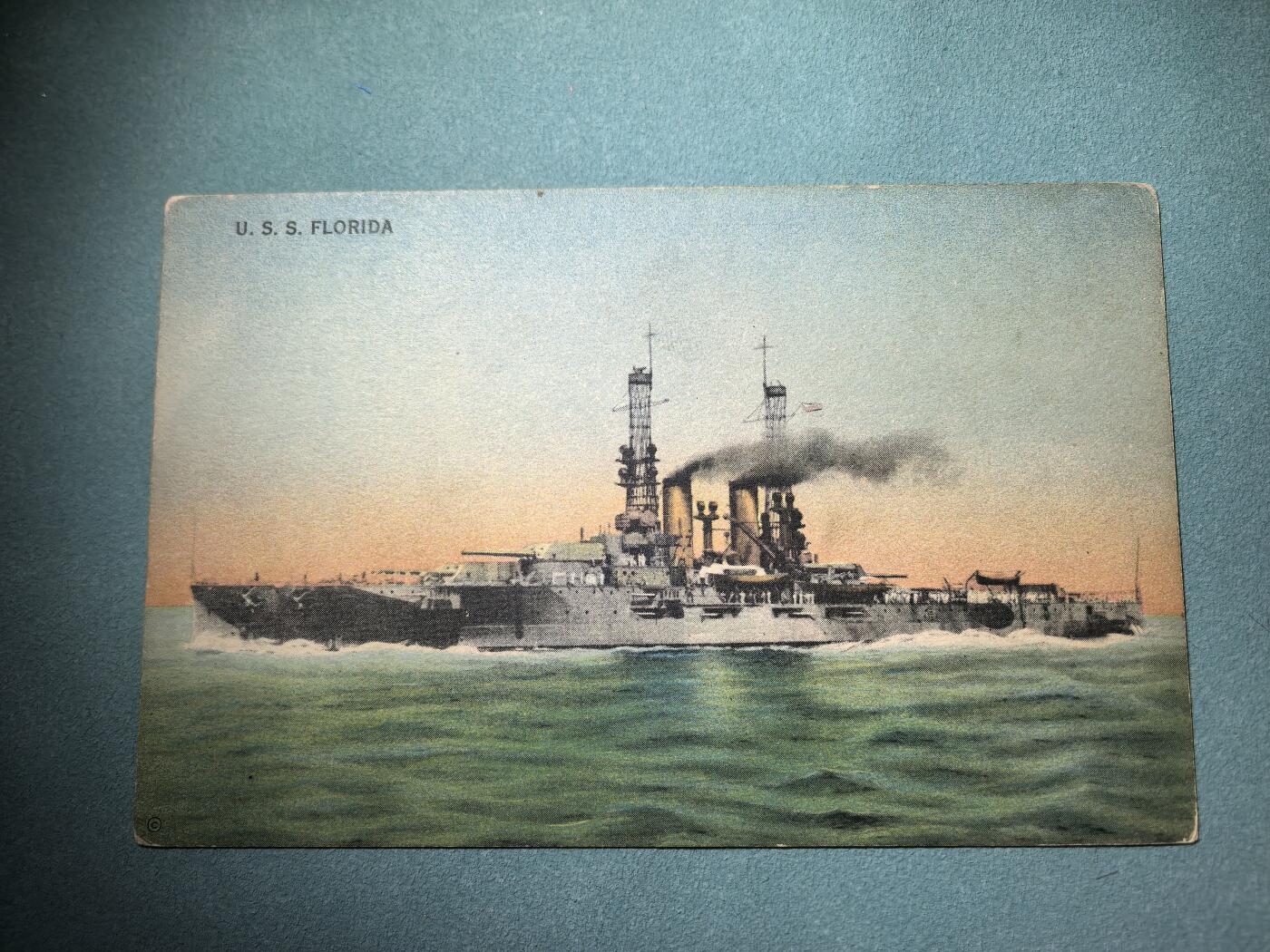 盛世勋华——号角文化勋章邮票专场拍卖第289期 美国二战时期军舰专题明信片 佛罗里达号战列舰