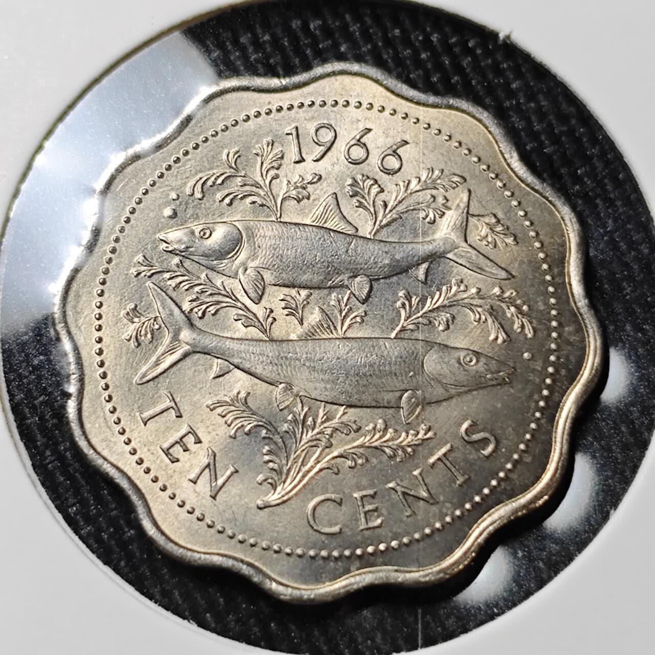 KK钱币收藏小铺 （套币 好品/批量散币 银币）专场  2月预留时间 周末发货  1966巴哈马10分 好品