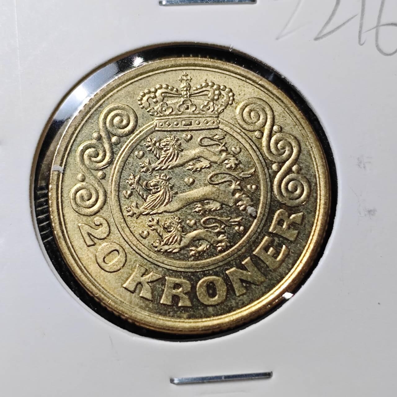 KK钱币收藏小铺 （套币 好品/批量散币 银币）专场  2月预留时间 周末发货  1990丹麦20克朗 好品