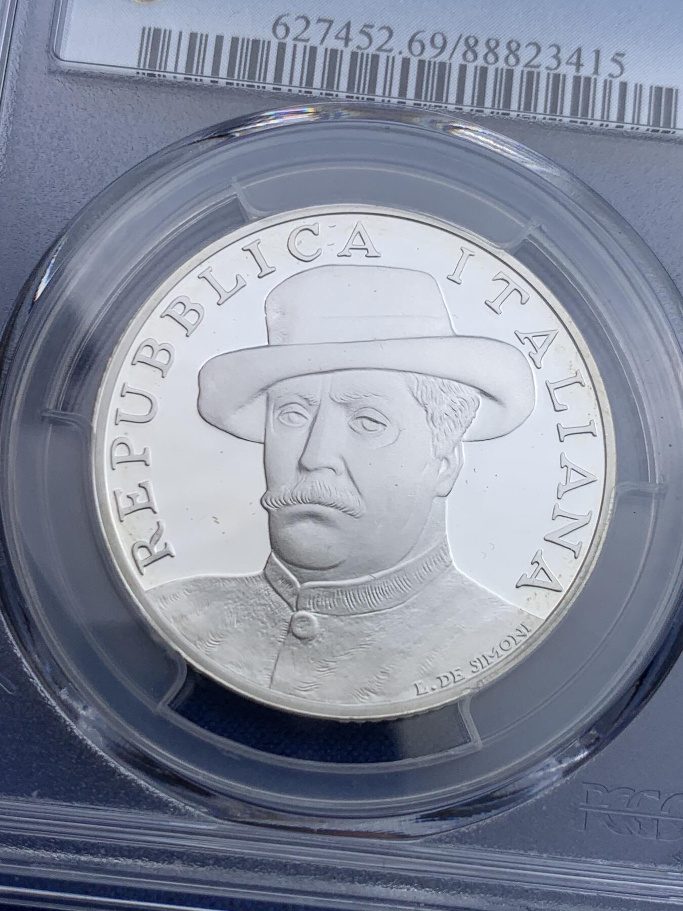 《竞宝斋》第442场 周日，周一，2场连拍 （全场包邮） PCGS PR69DCAM 意大利2004年贾科莫·普契尼逝世80周年10欧银币