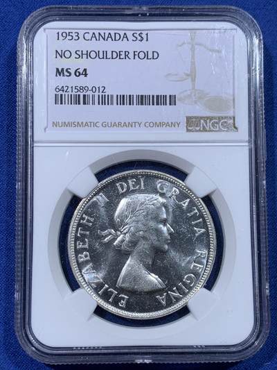 《竞宝斋》第442场 周日，周一，2场连拍 （全场包邮） - NGC MS64 加拿大 1953 伊丽莎白女王年轻头像 划船一元银币
