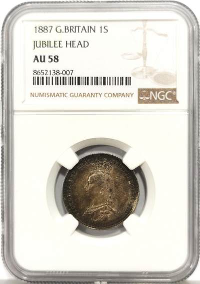 博洋堂世界钱币拍卖第149期（全场包邮） - NGC AU58 英国1887年维多利亚1先令 漂亮的黑包浆