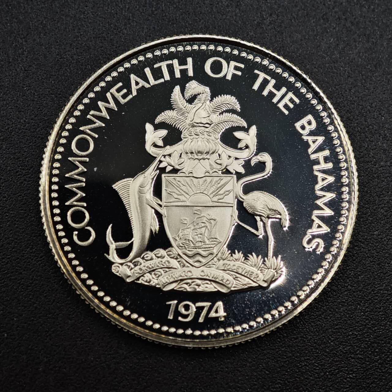 【淘币小摊】实时拍第八百零八拍   银币套币场   满百包邮可预留二周 每周一统一发货   巴哈马1974年50分剑鱼精制银币重10.37克800银 纯银价95