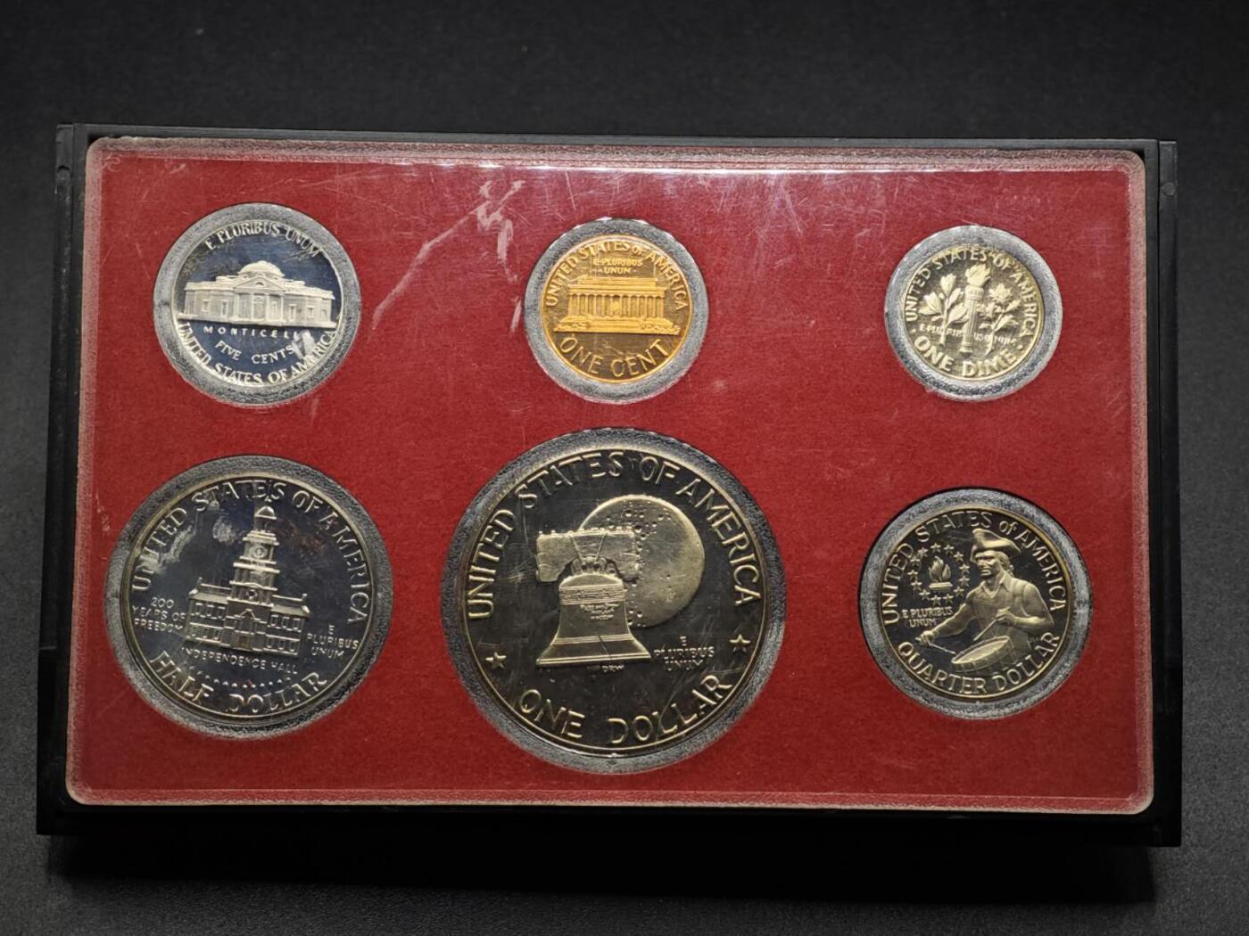 【淘币小摊】实时拍第八百零八拍   银币套币场   满百包邮可预留二周 每周一统一发货   美国1976年精制套币