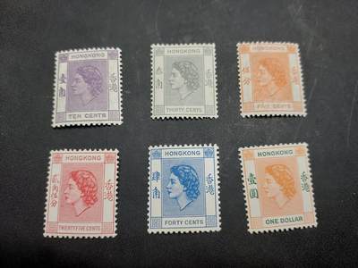 博彦收藏  RU 11月29日 8点 邮票专场 - 香港 女皇新票6枚 背贴 上品
