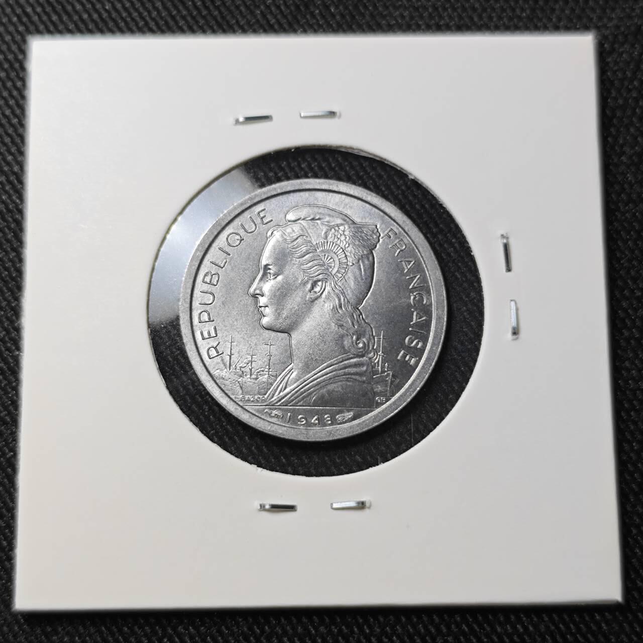 KK钱币收藏小铺 （套币 好品/批量散币 银币）专场  2月预留时间 周末发货  1948法属留尼旺1法郎 好品